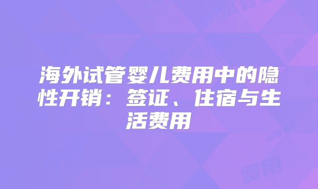 海外试管婴儿费用中的隐性开销：签证、住宿与生活费用