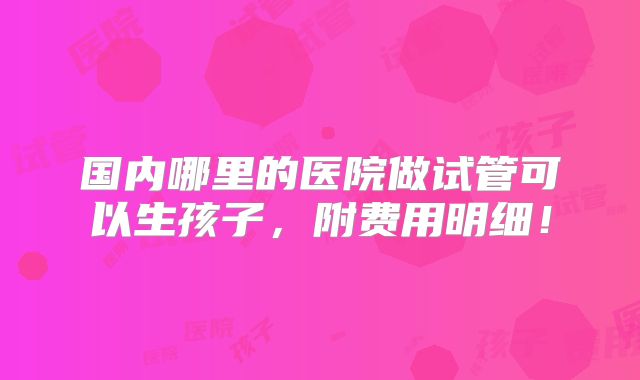国内哪里的医院做试管可以生孩子，附费用明细！