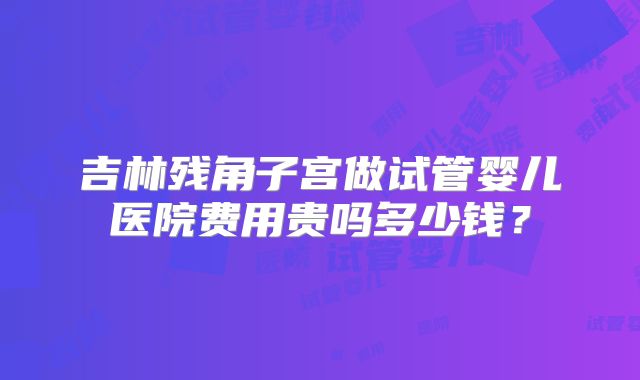 吉林残角子宫做试管婴儿医院费用贵吗多少钱?