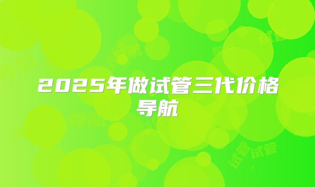 2025年做试管三代价格导航