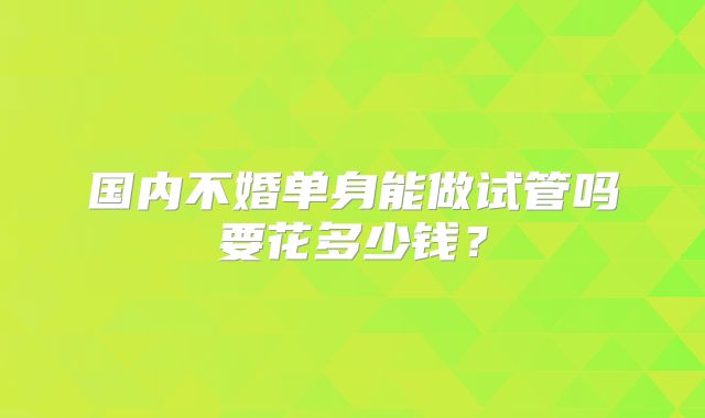 国内不婚单身能做试管吗要花多少钱?