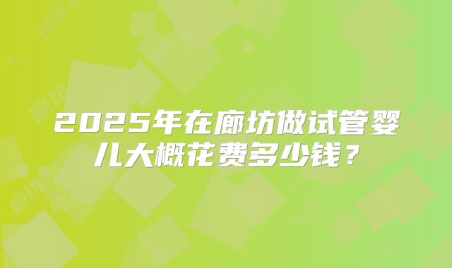 2025年在廊坊做试管婴儿大概花费多少钱？