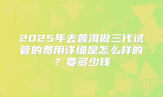 2025年去普洱做三代试管的费用详细是怎么样的？要多少钱