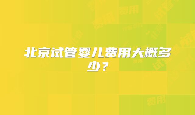 北京试管婴儿费用大概多少？