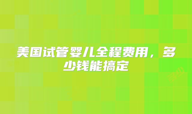 美国试管婴儿全程费用，多少钱能搞定