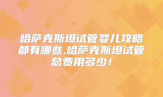 哈萨克斯坦试管婴儿攻略都有哪些,哈萨克斯坦试管总费用多少！