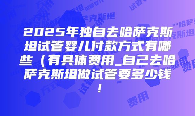2025年独自去哈萨克斯坦试管婴儿付款方式有哪些（有具体费用_自己去哈萨克斯坦做试管要多少钱！
