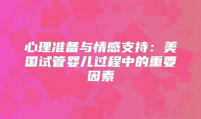 心理准备与情感支持：美国试管婴儿过程中的重要因素
