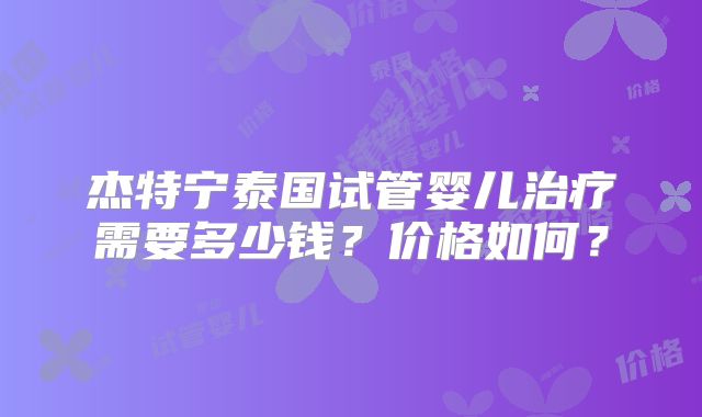杰特宁泰国试管婴儿治疗需要多少钱？价格如何？