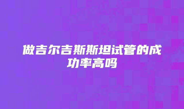 做吉尔吉斯斯坦试管的成功率高吗