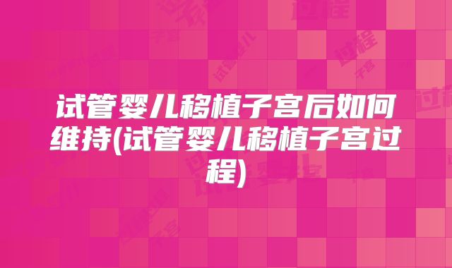 试管婴儿移植子宫后如何维持(试管婴儿移植子宫过程)