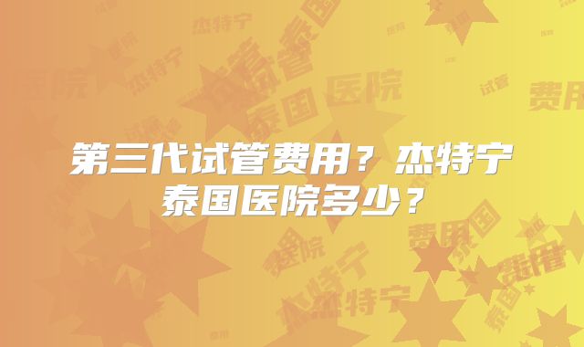 第三代试管费用？杰特宁泰国医院多少？