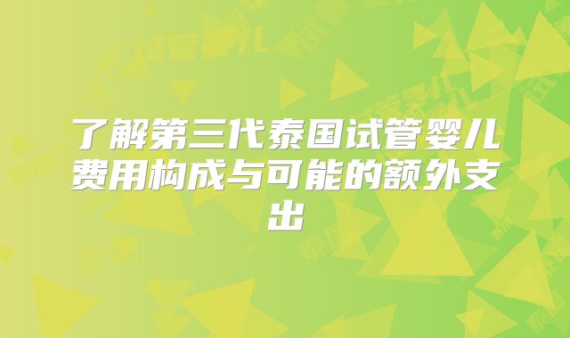 了解第三代泰国试管婴儿费用构成与可能的额外支出