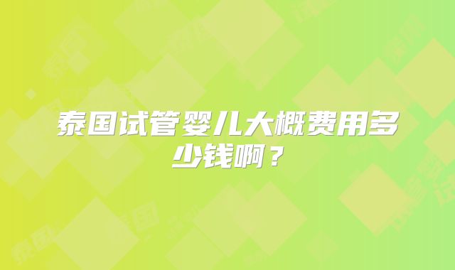 泰国试管婴儿大概费用多少钱啊?