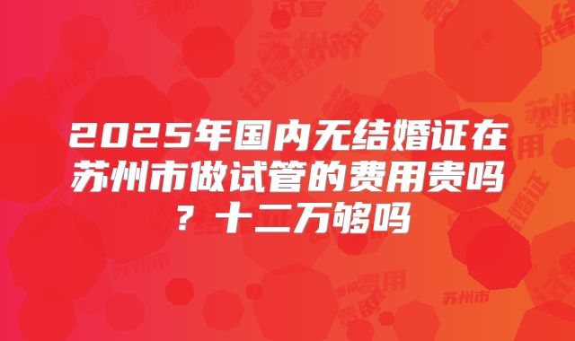 2025年国内无结婚证在苏州市做试管的费用贵吗?十二万够吗