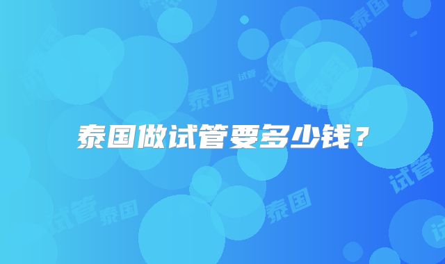 泰国做试管要多少钱?