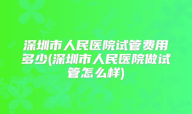 深圳市人民医院试管费用多少(深圳市人民医院做试管怎么样)
