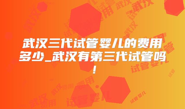 武汉三代试管婴儿的费用多少_武汉有第三代试管吗!