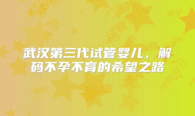 武汉第三代试管婴儿，解码不孕不育的希望之路