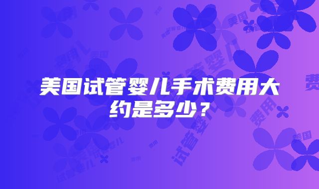 美国试管婴儿手术费用大约是多少?