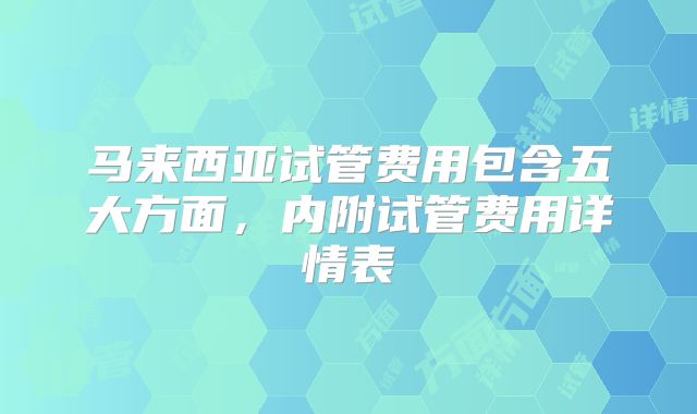 马来西亚试管费用包含五大方面，内附试管费用详情表
