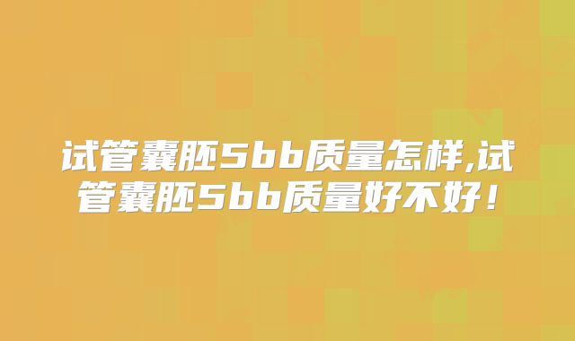 试管囊胚5bb质量怎样,试管囊胚5bb质量好不好!