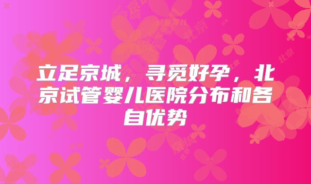 立足京城，寻觅好孕，北京试管婴儿医院分布和各自优势
