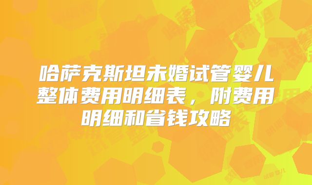 哈萨克斯坦未婚试管婴儿整体费用明细表,附费用明细和省钱攻略