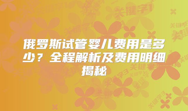 俄罗斯试管婴儿费用是多少？全程解析及费用明细揭秘