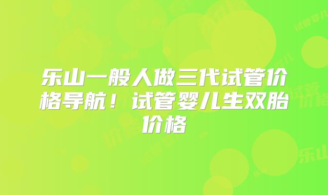 乐山一般人做三代试管价格导航！试管婴儿生双胎价格