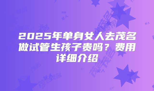 2025年单身女人去茂名做试管生孩子贵吗？费用详细介绍