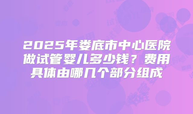 2025年娄底市中心医院做试管婴儿多少钱？费用具体由哪几个部分组成