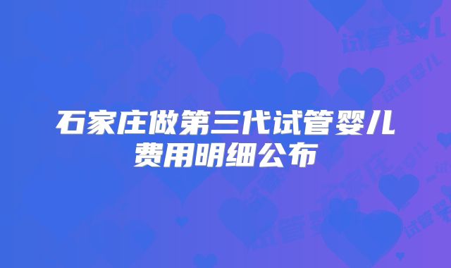 石家庄做第三代试管婴儿费用明细公布