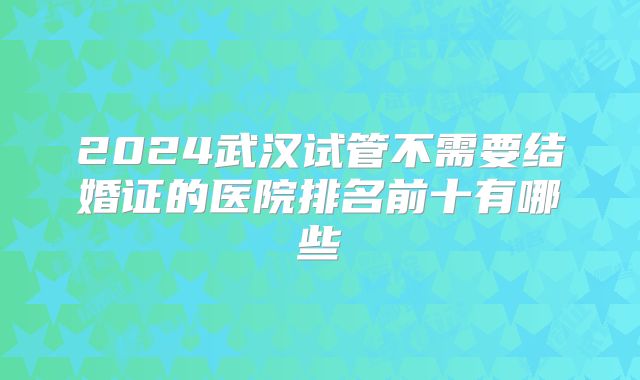 2024武汉试管不需要结婚证的医院排名前十有哪些