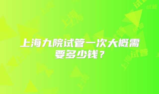 上海九院试管一次大概需要多少钱？