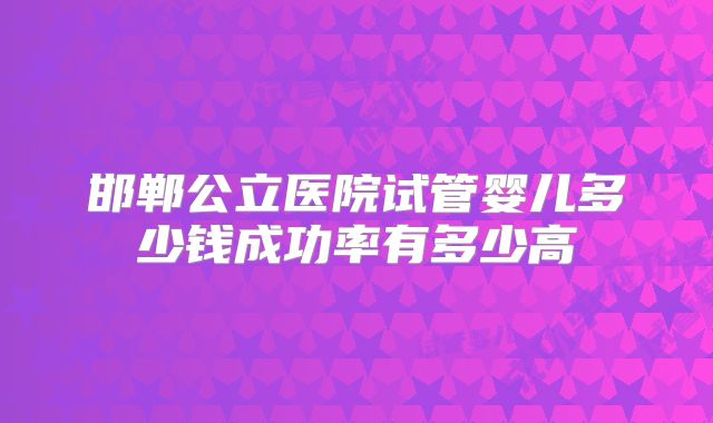邯郸公立医院试管婴儿多少钱成功率有多少高