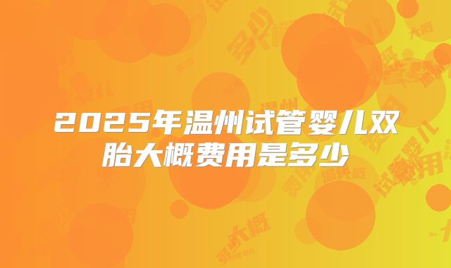 2025年温州试管婴儿双胎大概费用是多少