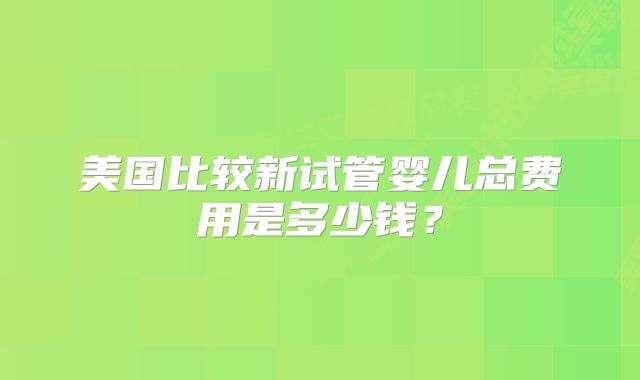 美国比较新试管婴儿总费用是多少钱?