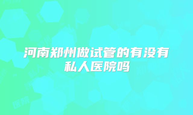 河南郑州做试管的有没有私人医院吗
