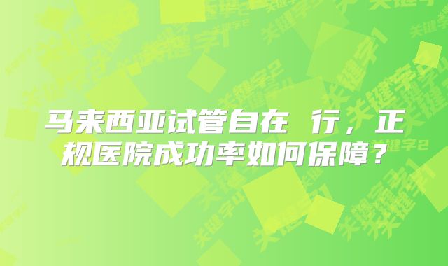 马来西亚试管自在 行，正规医院成功率如何保障？