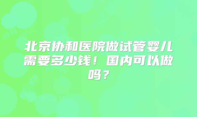 北京协和医院做试管婴儿需要多少钱！国内可以做吗？