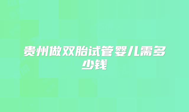 贵州做双胎试管婴儿需多少钱