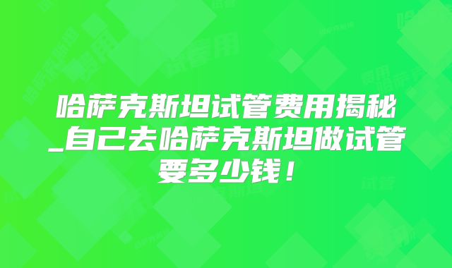 哈萨克斯坦试管费用揭秘_自己去哈萨克斯坦做试管要多少钱！