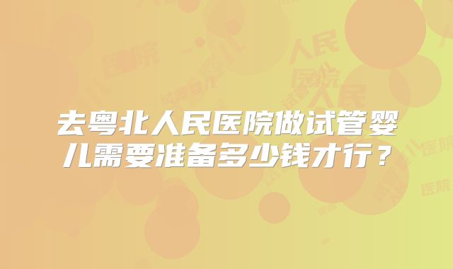 去粤北人民医院做试管婴儿需要准备多少钱才行？