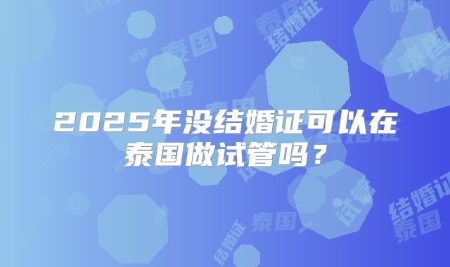 2025年没结婚证可以在泰国做试管吗？