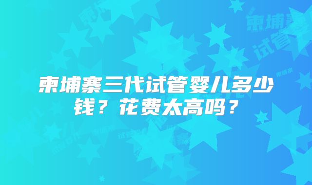 柬埔寨三代试管婴儿多少钱?花费太高吗?