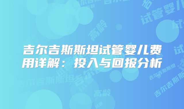 吉尔吉斯斯坦试管婴儿费用详解:投入与回报分析