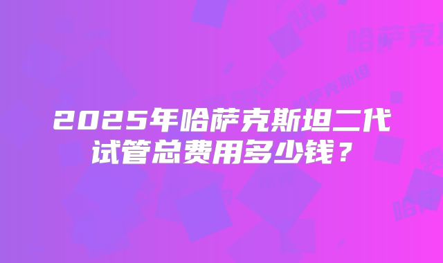 2025年哈萨克斯坦二代试管总费用多少钱?