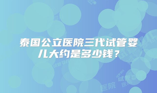 泰国公立医院三代试管婴儿大约是多少钱？
