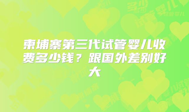柬埔寨第三代试管婴儿收费多少钱?跟国外差别好大